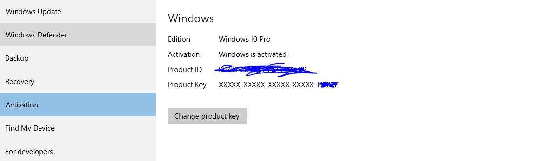 windows 10 pro key activation